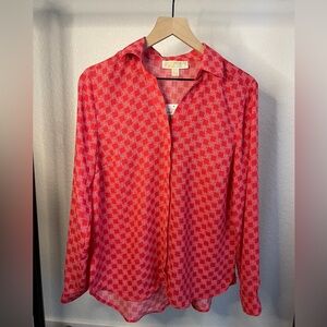 M Sea Coral Michael Kors MK Pattern Blouse MSRP$110